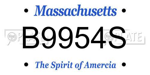 B9954S Massachusetts License Plate
