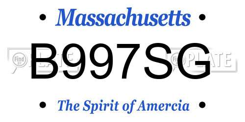 B997SG Massachusetts License Plate