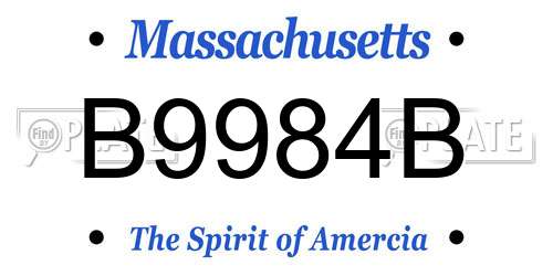 B9984B Massachusetts License Plate