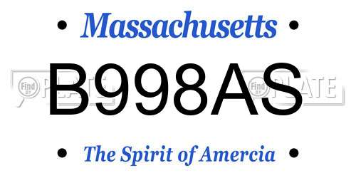 B998AS Massachusetts License Plate
