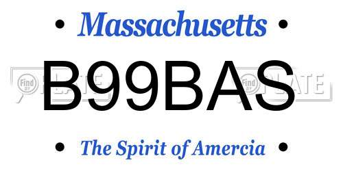 B99BAS Massachusetts License Plate