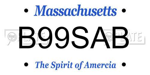 B99SAB Massachusetts License Plate