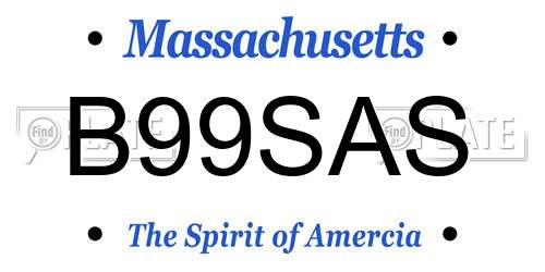 B99SAS Massachusetts License Plate