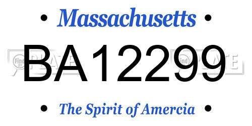 BA12299 Massachusetts License Plate