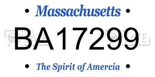 BA17299 Massachusetts License Plate