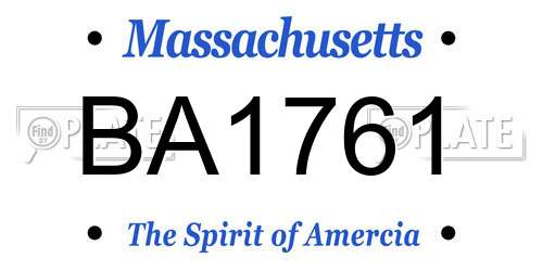 BA1761 Massachusetts License Plate