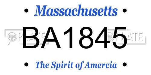 BA1845 Massachusetts License Plate