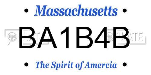 BA1B4B Massachusetts License Plate