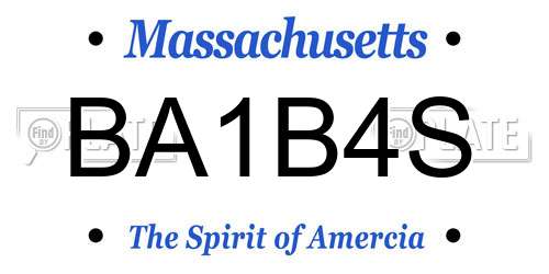 BA1B4S Massachusetts License Plate