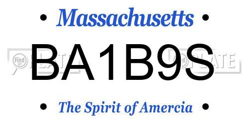 BA1B9S Massachusetts License Plate