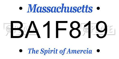 BA1F819 Massachusetts License Plate