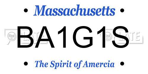 BA1G1S Massachusetts License Plate