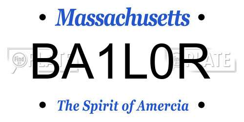 BA1L0R Massachusetts License Plate