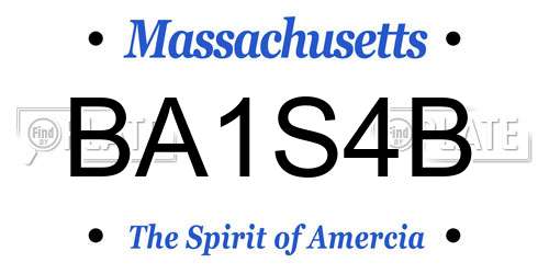 BA1S4B Massachusetts License Plate