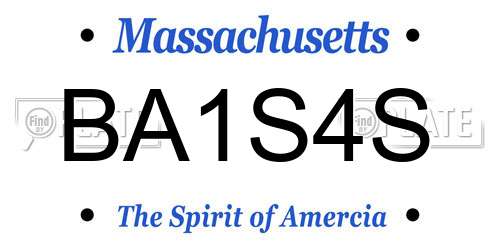 BA1S4S Massachusetts License Plate