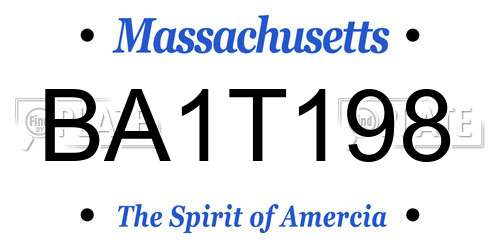 BA1T198 Massachusetts License Plate