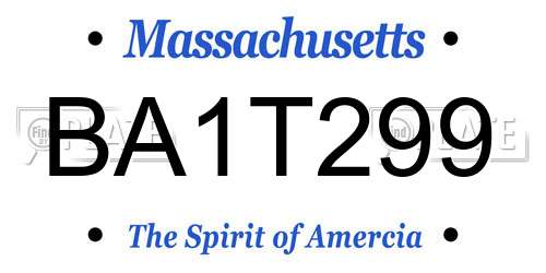 BA1T299 Massachusetts License Plate