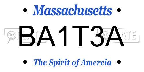 BA1T3A Massachusetts License Plate