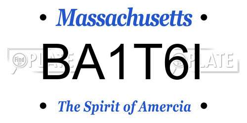 BA1T6I Massachusetts License Plate