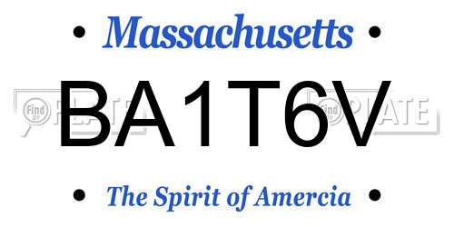 BA1T6V Massachusetts License Plate