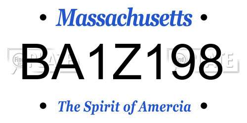 BA1Z198 Massachusetts License Plate