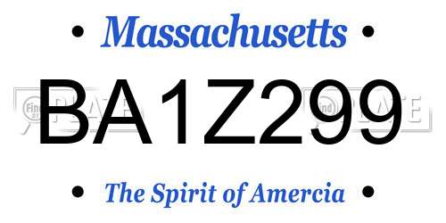 BA1Z299 Massachusetts License Plate