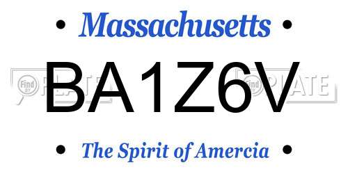 BA1Z6V Massachusetts License Plate