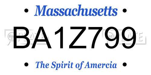 BA1Z799 Massachusetts License Plate