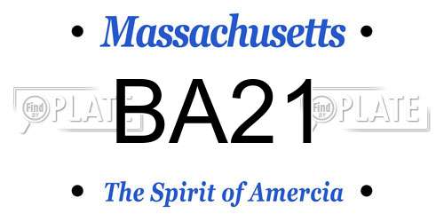 BA21 Massachusetts License Plate