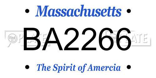 BA2266 Massachusetts License Plate