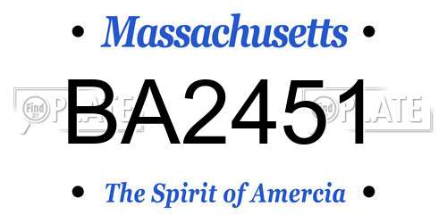 BA2451 Massachusetts License Plate