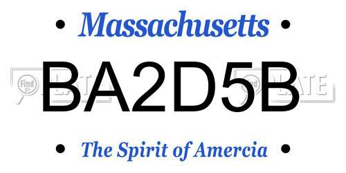 BA2D5B Massachusetts License Plate