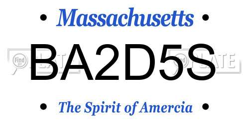 BA2D5S Massachusetts License Plate