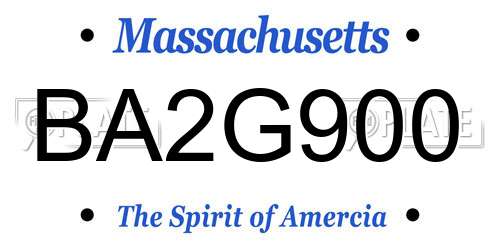 BA2G900 Massachusetts License Plate