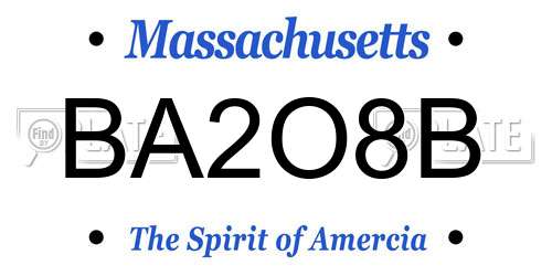 BA2O8B Massachusetts License Plate