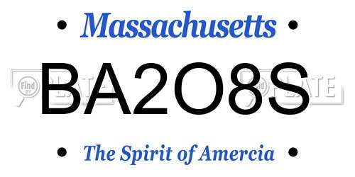 BA2O8S Massachusetts License Plate