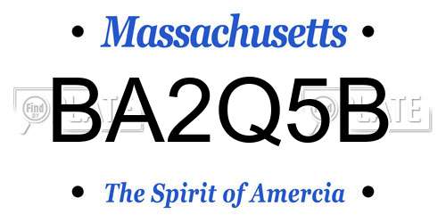 BA2Q5B Massachusetts License Plate