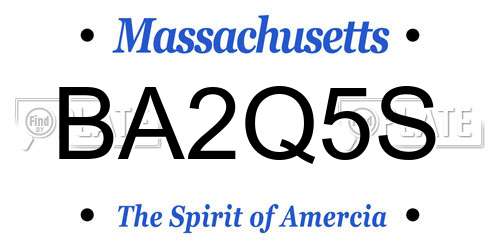 BA2Q5S Massachusetts License Plate