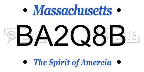 BA2Q8B Massachusetts License Plate