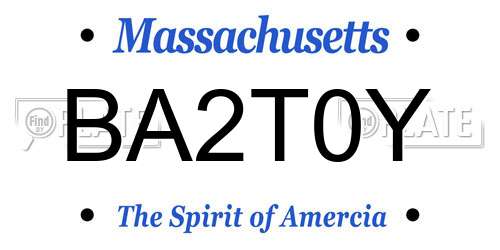 BA2T0Y Massachusetts License Plate