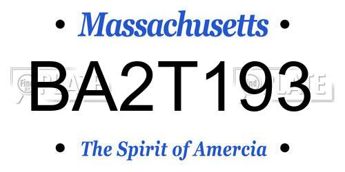 BA2T193 Massachusetts License Plate