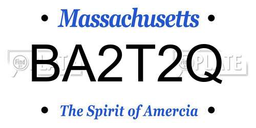 BA2T2Q Massachusetts License Plate