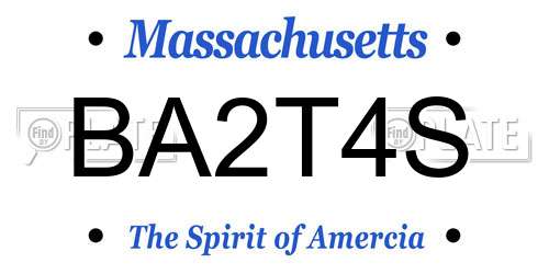 BA2T4S Massachusetts License Plate
