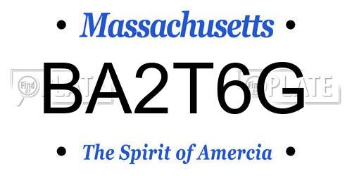 BA2T6G Massachusetts License Plate