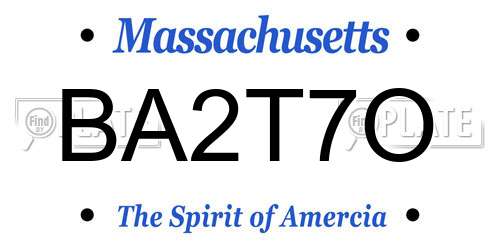 BA2T7O Massachusetts License Plate
