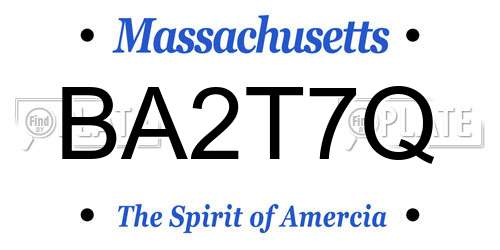 BA2T7Q Massachusetts License Plate