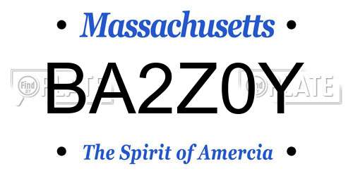BA2Z0Y Massachusetts License Plate