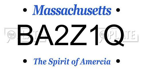BA2Z1Q Massachusetts License Plate