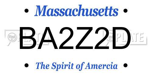 BA2Z2D Massachusetts License Plate
