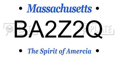 BA2Z2Q Massachusetts License Plate